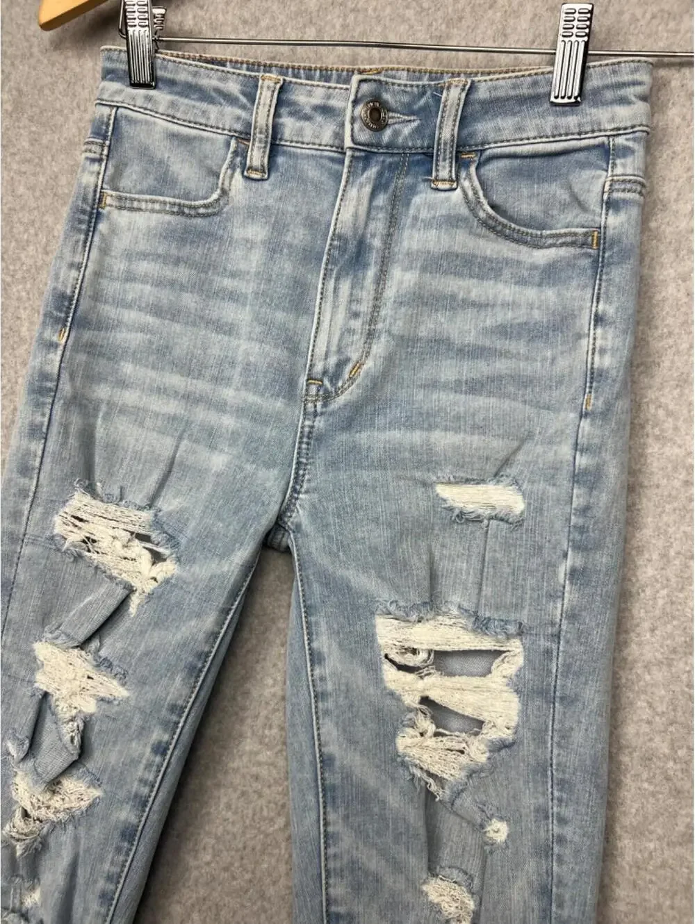 American Eagle Jeans High Rise Jegging Distressed Womens 0 Classic Light Wash